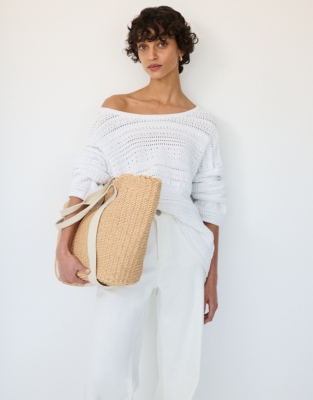 Textured Crochet Jumper with Organic Cotton