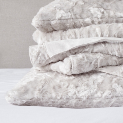 Textured Faux Fur Throw & Cushion Covers Bed Throws The White