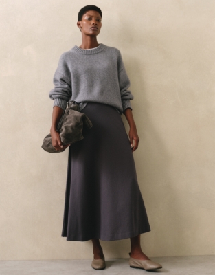 Textured Jersey A-Line Skirt