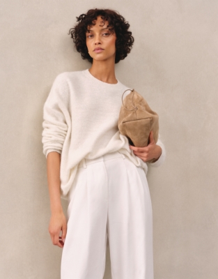 Textured Loop Knit Sweater with Alpaca - Scandi White