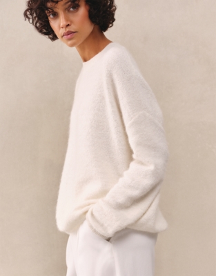 Textured Loop Knit Sweater with Alpaca - Scandi White