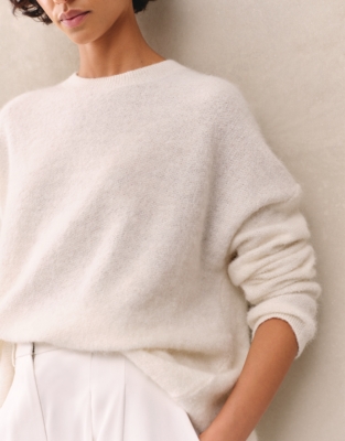 Textured Loop Knit Sweater with Alpaca - Scandi White