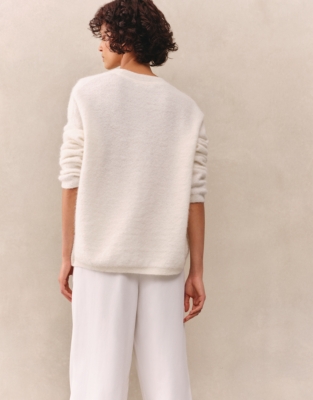 Textured Loop Knit Sweater with Alpaca - Scandi White