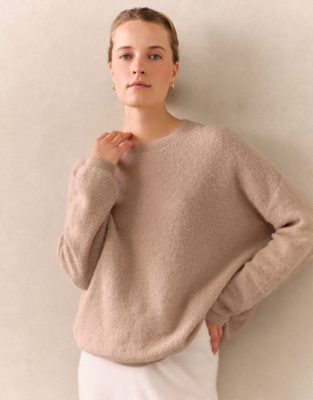 Textured Loop Knit Sweater with Alpaca - Dusty Pink