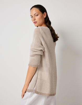Textured Slash Neck Jumper