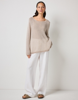 Textured Slash Neck Jumper