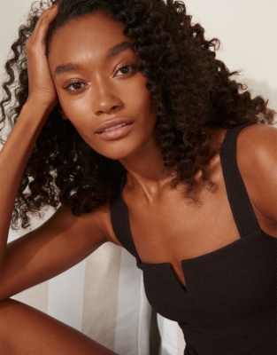 Textured Square Neck Swimsuit