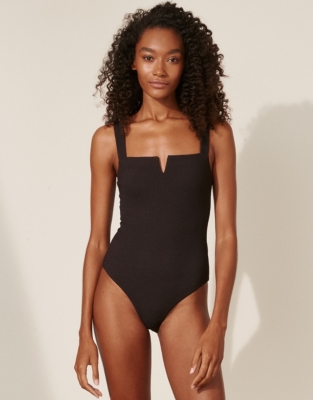 Textured Square Neck Swimsuit