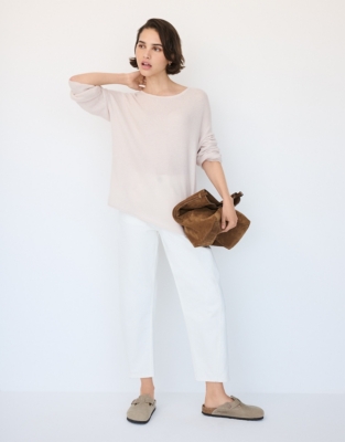 Textured Stitch Jumper with Cashmere - Buttermilk