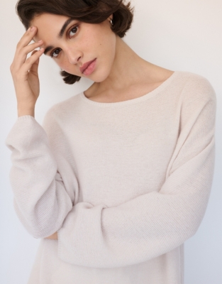 Textured Stitch Jumper with Cashmere - Buttermilk