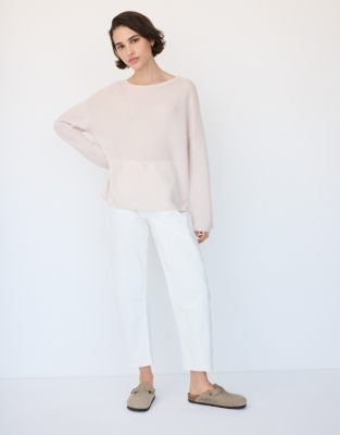 Textured Stitch Jumper with Cashmere - Buttermilk