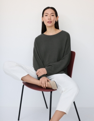 Textured Stitch Jumper with Cashmere - Storm Grey