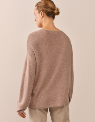 Textured Stitch Jumper with Cashmere - Hot Chocolate