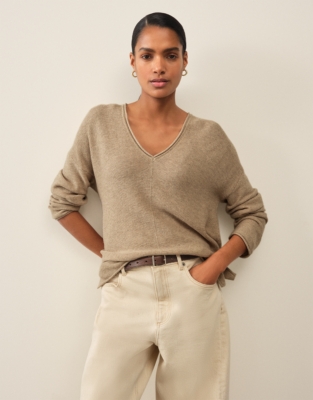 Textured Stitch Jumper with Cashmere - Pebble Marl