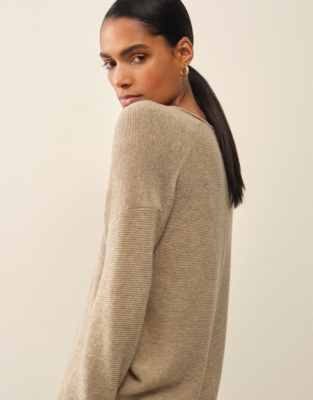 Textured Stitch Jumper with Cashmere - Pebble Marl