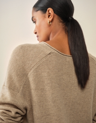 Textured Stitch Jumper with Cashmere - Pebble Marl