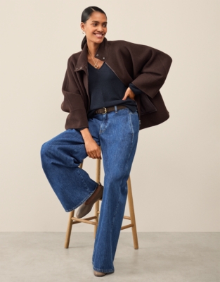 Textured Stitch Jumper with Cashmere - Navy