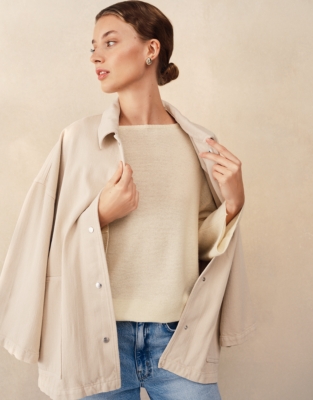 Textured Stitch Jumper with Cashmere - Butter