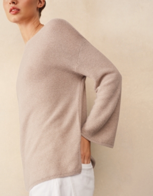 Textured Stitch Jumper with Cashmere - Fawn