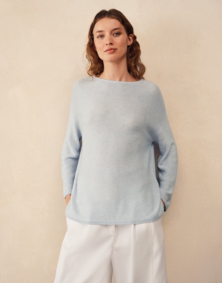 Textured Stitch Jumper with Cashmere - Baby Blue