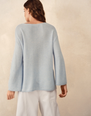 Textured Stitch Jumper with Cashmere - Baby Blue