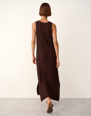 Textured Stitch Knitted Dress - Dark Chocolate