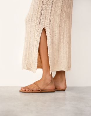 Textured Stitch Knitted Dress - Eggshell Cotton