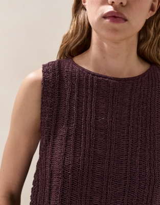 Textured Stitch Knitted Tank - Oxblood