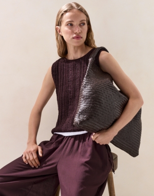 Textured Stitch Knitted Tank - Oxblood