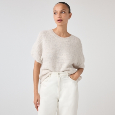 Textured Stitch Knitted Tee with Alpaca