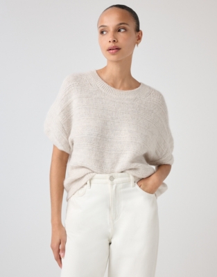 Textured Stitch Knitted Tee with Alpaca