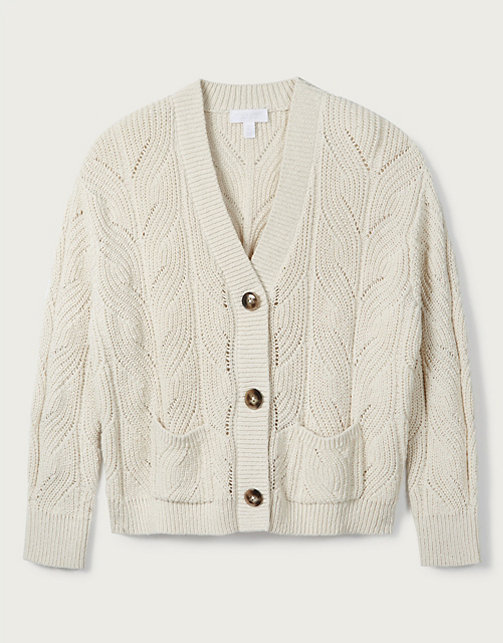 Textured Stitch V-Neck Cardigan | Sweaters & Cardigans | The White ...