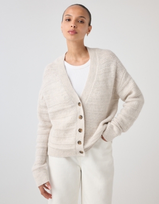 Textured Stripe Cardigan with Alpaca