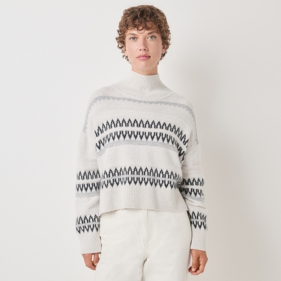 Textured Stripe Cropped Jumper with Cashmere