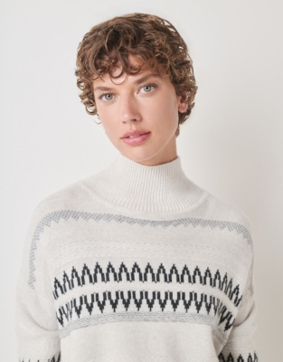 Textured Stripe Cropped Jumper with Cashmere