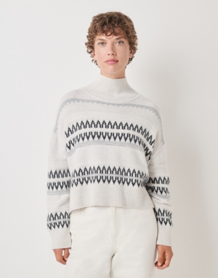 Textured Stripe Cropped Jumper with Cashmere