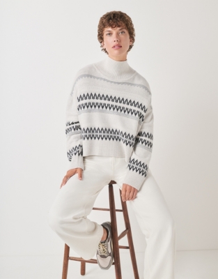 Textured Stripe Cropped Jumper with Cashmere