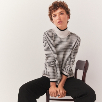 Textured Stripe Jumper with Cashmere