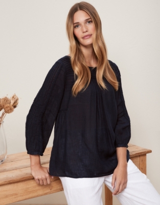 The Amalfi Pintuck Linen-Gauze Blouse, All Clothing Sale