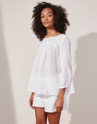 The Amalfi Pintuck Linen-Gauze Blouse, All Clothing Sale