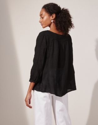 The Amalfi Pintuck LinenGauze Blouse Tops & Blouses The White