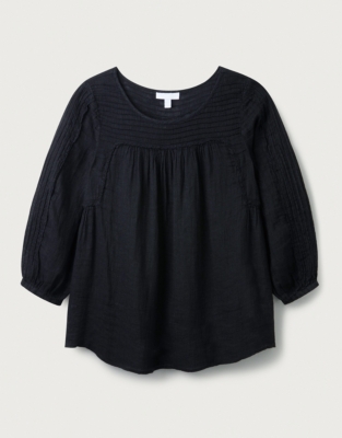 The Amalfi Pintuck LinenGauze Blouse Tops & Blouses The White