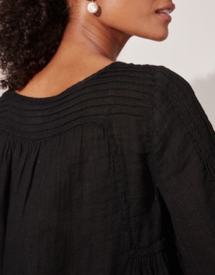 The Amalfi Pintuck LinenGauze Blouse Tops & Blouses The White