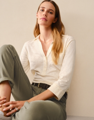 The Perfect Organic Cotton Rib Side Shirt - Butter