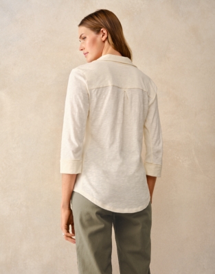 The Perfect Organic Cotton Rib Side Shirt - Butter