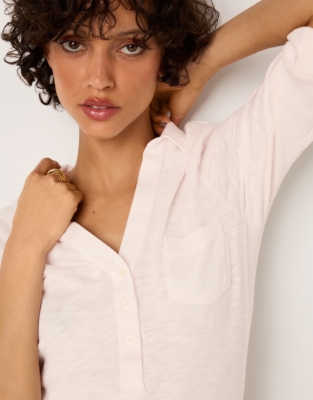The Perfect Organic Cotton Rib Side Shirt - Pink