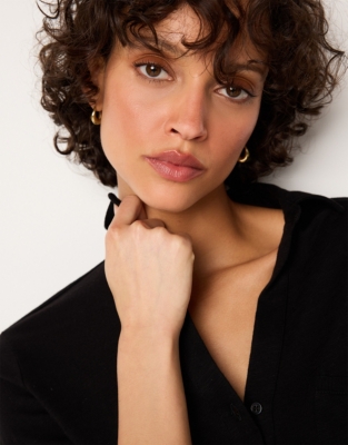 The Perfect Organic Cotton Rib Side Shirt - Black