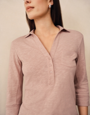 The Perfect Organic Cotton Rib Side Shirt - Washed Pink