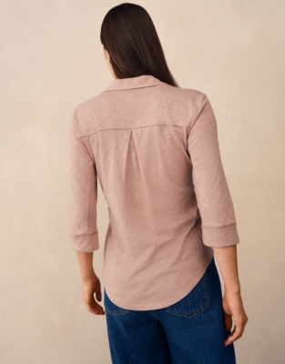 The Perfect Organic Cotton Rib Side Shirt - Washed Pink