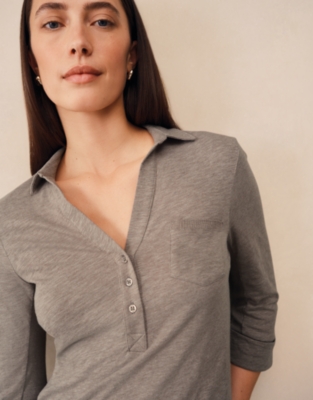 The Perfect Organic Cotton Rib Side Shirt - Mink Marl